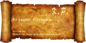 Krieger Piroska névjegykártya